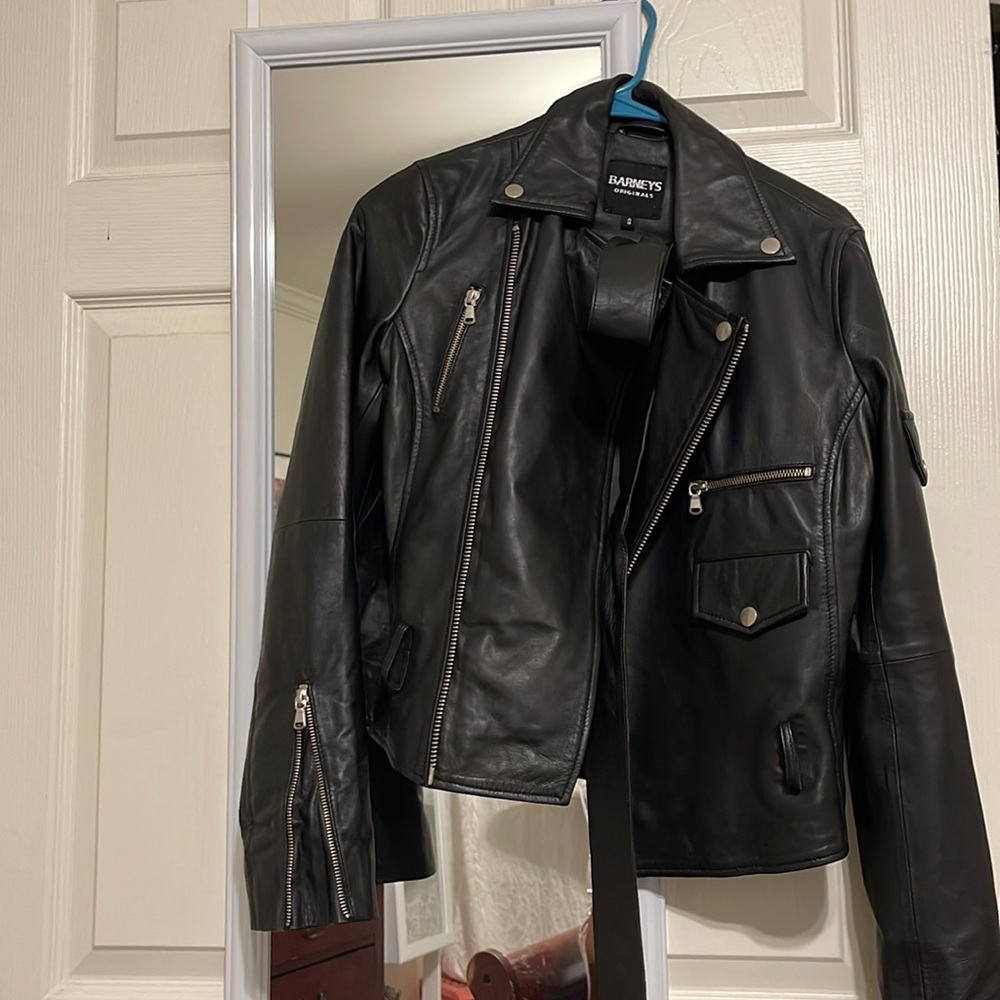 Barneys black leather jacket nwot